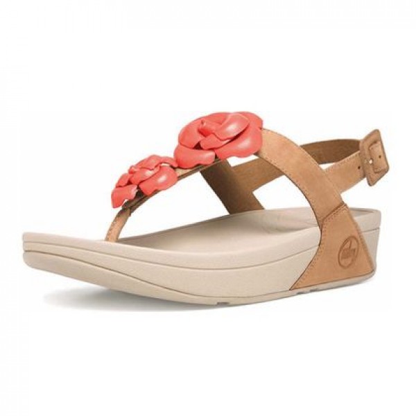 Women's Fitflop Floretta Sandal Brown With Red Flower
